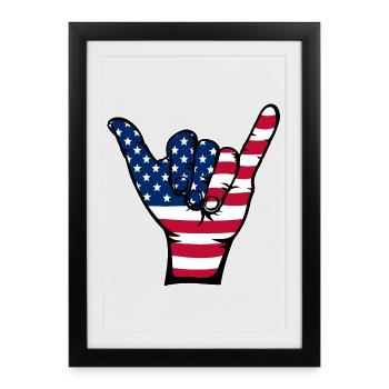 Icône de surf du drapeau des États-Unis - Affiche encadrée (27 × 37 cm) - noir - Devant