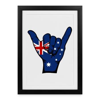 Drapeau de l’Australie Symbole de surf - Affiche encadrée (27 × 37 cm) - noir - Devant