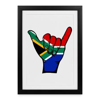Südafrika Flagge Surfing Symbol - Gerahmtes Poster (27 × 37 cm) - Schwarz - Vorne