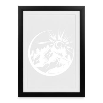 Mountains outdoor nature forest landscape graphic icon - Framed poster (27 × 37 cm) - black - Front
