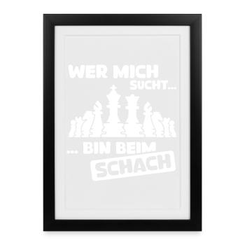 Schach lustige Sprüche bin beim Schachspielen icon - Gerahmtes Poster (27 × 37 cm) - Schwarz - Vorne