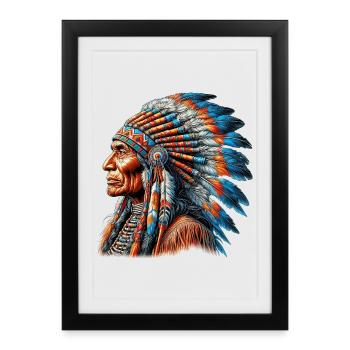 Amérindien Peau rouge d’Amérique - Affiche encadrée (27 × 37 cm) - noir - Devant