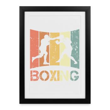 Vintage Boxer - Gerahmtes Poster (27 × 37 cm) - Schwarz - Vorne