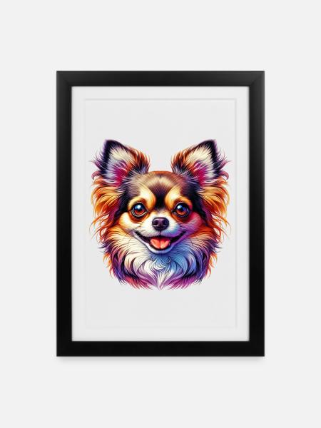 Chihuahua Hund - Gerahmtes Poster (27 × 37 cm) - Schwarz