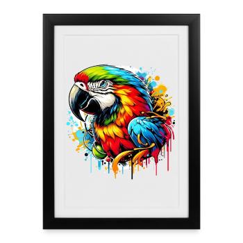Perroquet - Affiche encadrée (27 × 37 cm) - noir - Devant