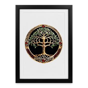 Elegant and noble tree of life with Celtic knot. - Framed poster (27 × 37 cm) - black - Front