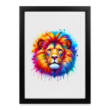 Lion - Framed poster (27 × 37 cm) - black - Front