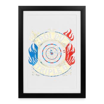 Roi du triple 6 humour fléchettes roi dard cible - Affiche encadrée (27 × 37 cm) - noir - Devant