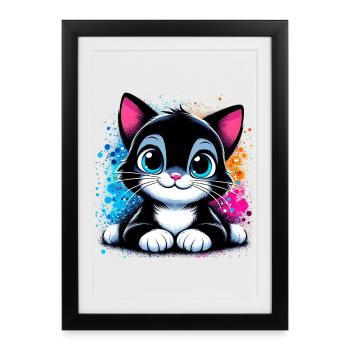 Chat - Affiche encadrée (27 × 37 cm) - noir - Devant
