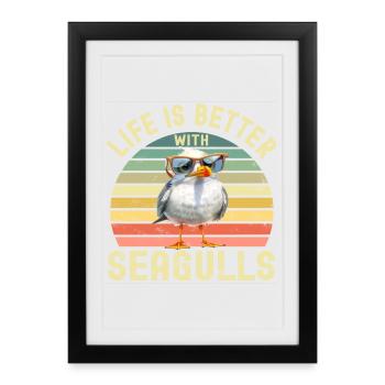 Seagulls - Framed poster (27 × 37 cm) - black - Front