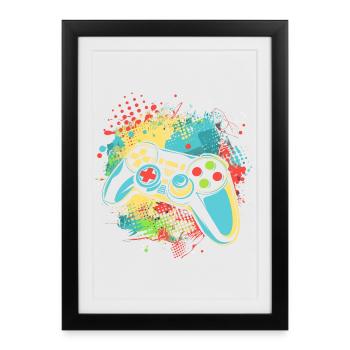 Manette de jeu - Affiche encadrée (27 × 37 cm) - noir - Devant