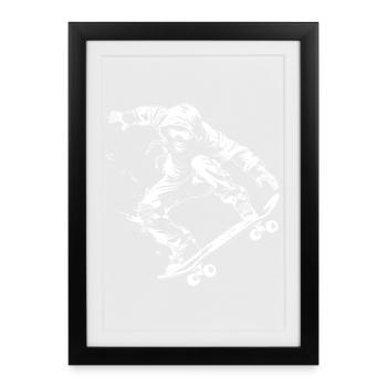 Skateboarder Cartoon Look - Framed poster (27 × 37 cm) - black - Front