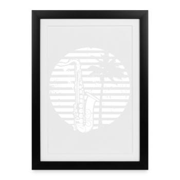Dessin de saxophone - Affiche encadrée (27 × 37 cm) - noir - Devant