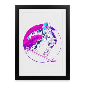 Snowboarder Illustration - Framed poster (27 × 37 cm) - black - Front