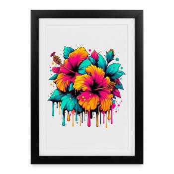 Fleurs d’hibiscus - Affiche encadrée (27 × 37 cm) - noir - Devant