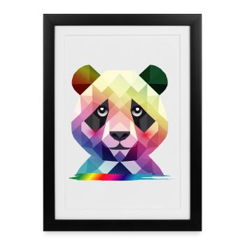 Colorful Rainbow Panda – Colorful Geometry - Framed poster (27 × 37 cm) - black - Front