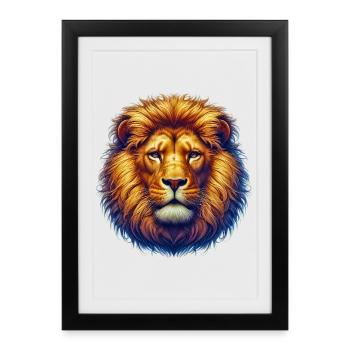 Lion - Affiche encadrée (27 × 37 cm) - noir - Devant