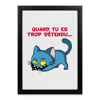 Chat manga détendu - Affiche encadrée (27 × 37 cm) - noir - Devant