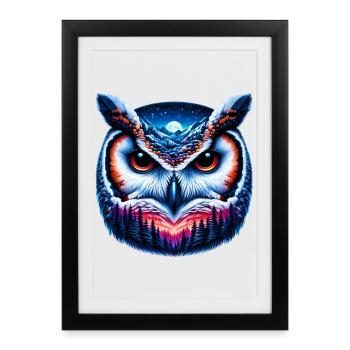 Hibou - Affiche encadrée (27 × 37 cm) - noir - Devant