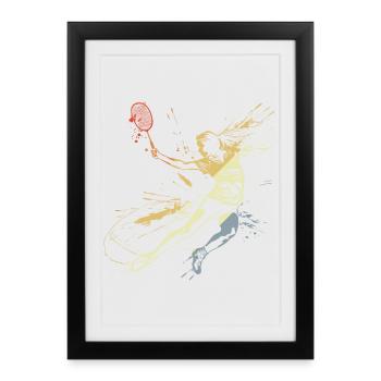 Badminton Mme Grafitti - Affiche encadrée (27 × 37 cm) - noir - Devant