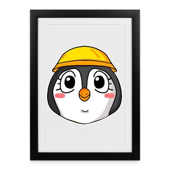 Penguin Construction Site - Framed poster (27 × 37 cm) - black - Front