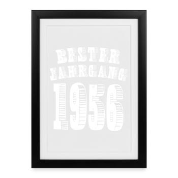 Meilleur millésime 1956 Anniversaire Année de naissance - Affiche encadrée (27 × 37 cm) - noir - Devant