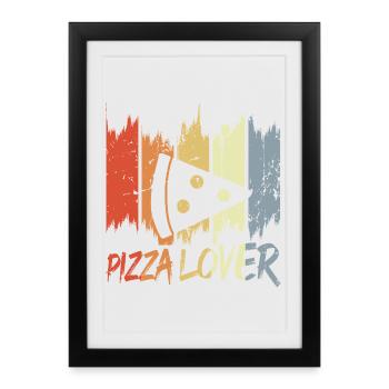Amateur de pizza vintage - Affiche encadrée (27 × 37 cm) - noir - Devant