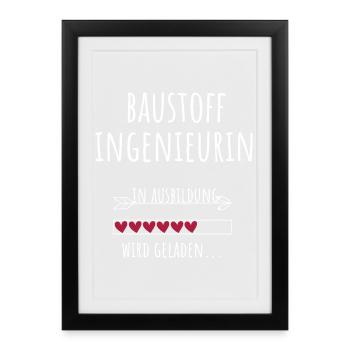 Baustoffingenieurin Ausbildung Beruf Geschenk - Gerahmtes Poster (27 × 37 cm) - Schwarz - Vorne