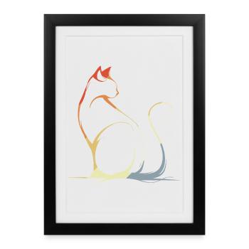 Cat Drawing Vintage - Framed poster (27 × 37 cm) - black - Front