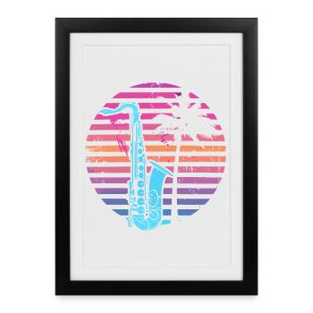 Saxophone des années 90 - Affiche encadrée (27 × 37 cm) - noir - Devant
