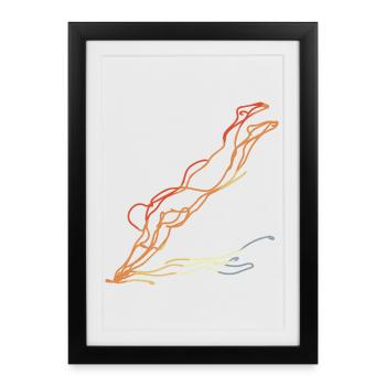 Swimming Vintage Look - Framed poster (27 × 37 cm) - black - Front