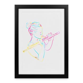 Flûte Fille Années 80 - Affiche encadrée (27 × 37 cm) - noir - Devant