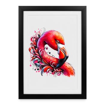 Flamant - Affiche encadrée (27 × 37 cm) - noir - Devant