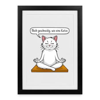 Cat Meditation - Framed poster (27 × 37 cm) - black - Front