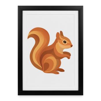 Squirrel – Animal de la forêt ludique aux tons chauds - Affiche encadrée (27 × 37 cm) - noir - Devant