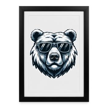 Bear with Sunglasses Urban Vector - Framed poster (27 × 37 cm) - black - Front