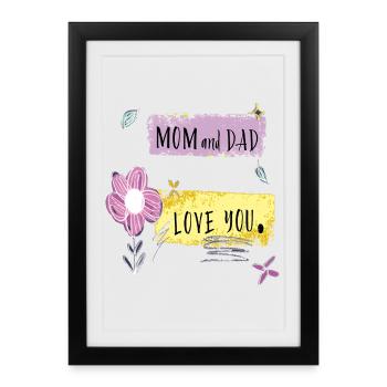 Maman et papa - Affiche encadrée (27 × 37 cm) - noir - Devant