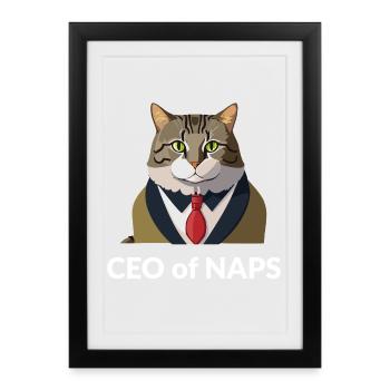 Homme d’affaires chat avec cravate - Affiche encadrée (27 × 37 cm) - noir - Devant