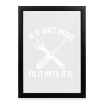 Artisan mécanicien disant drôle de réparation - Affiche encadrée (27 × 37 cm) - noir - Devant