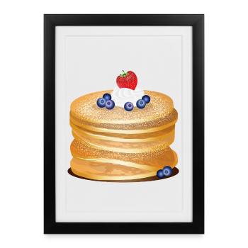 Crêpes dorées avec motif baies et crème - Affiche encadrée (27 × 37 cm) - noir - Devant