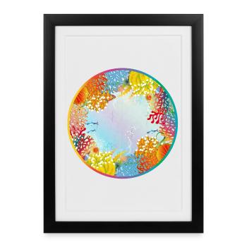 Monde sous-marin coloré avec des coraux - Affiche encadrée (27 × 37 cm) - noir - Devant
