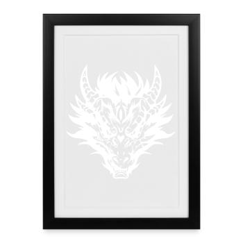 Intricate Tribal Dragon Mask Design - Framed poster (27 × 37 cm) - black - Front