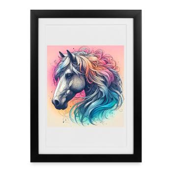 cheval - Affiche encadrée (27 × 37 cm) - noir - Devant