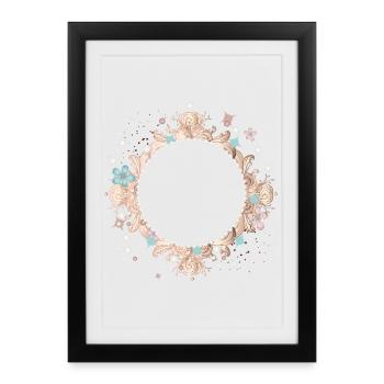Round frame with baroque ornaments - Framed poster (27 × 37 cm) - black - Front