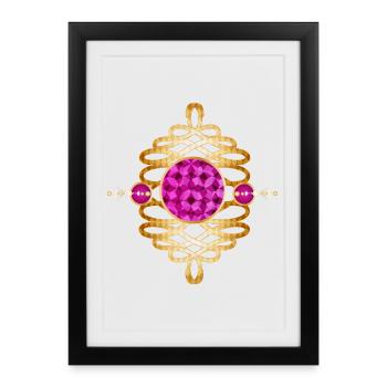 Oriental Ornament in Gold & Pink - Framed poster (27 × 37 cm) - black - Front