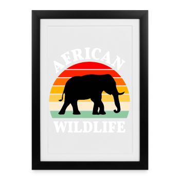Elephant Africa Safari Wilderness Serengeti - Affiche encadrée (27 × 37 cm) - noir - Devant