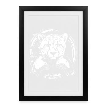 Guépard Boxer Boxe MMA Léopard - Affiche encadrée (27 × 37 cm) - noir - Devant