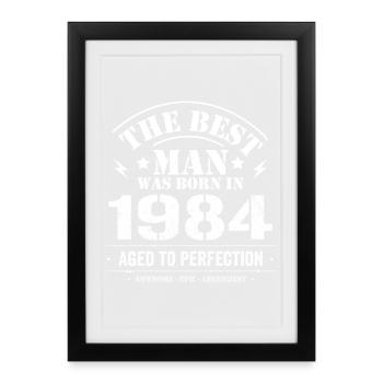 Né(e) en 1984 Date de naissance 1984 - 41 ans Rétro - Affiche encadrée (27 × 37 cm) - noir - Devant
