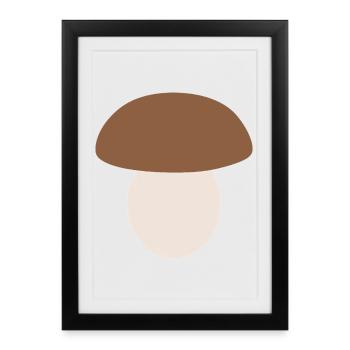 Art minimaliste de la nature des champignons - Affiche encadrée (27 × 37 cm) - noir - Devant