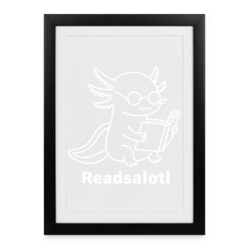 Lineart Readsalotl Axolotl Lecture - Framed poster (27 × 37 cm) - black - Front